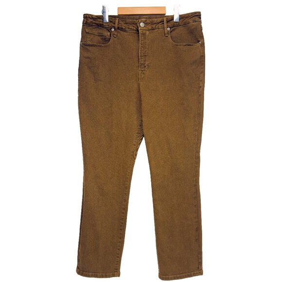 GOOD AMERICANS Good High-Rise Stretch Cigarette-Leg Slim Bronze Jeans Size 15 - Picture 2 of 10